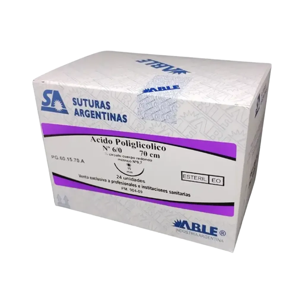 SUT.ABLE ACIDO POLIGLICOLICO 6/0 70cm C/A 1/2 15mm VICRYL (PG601570A)