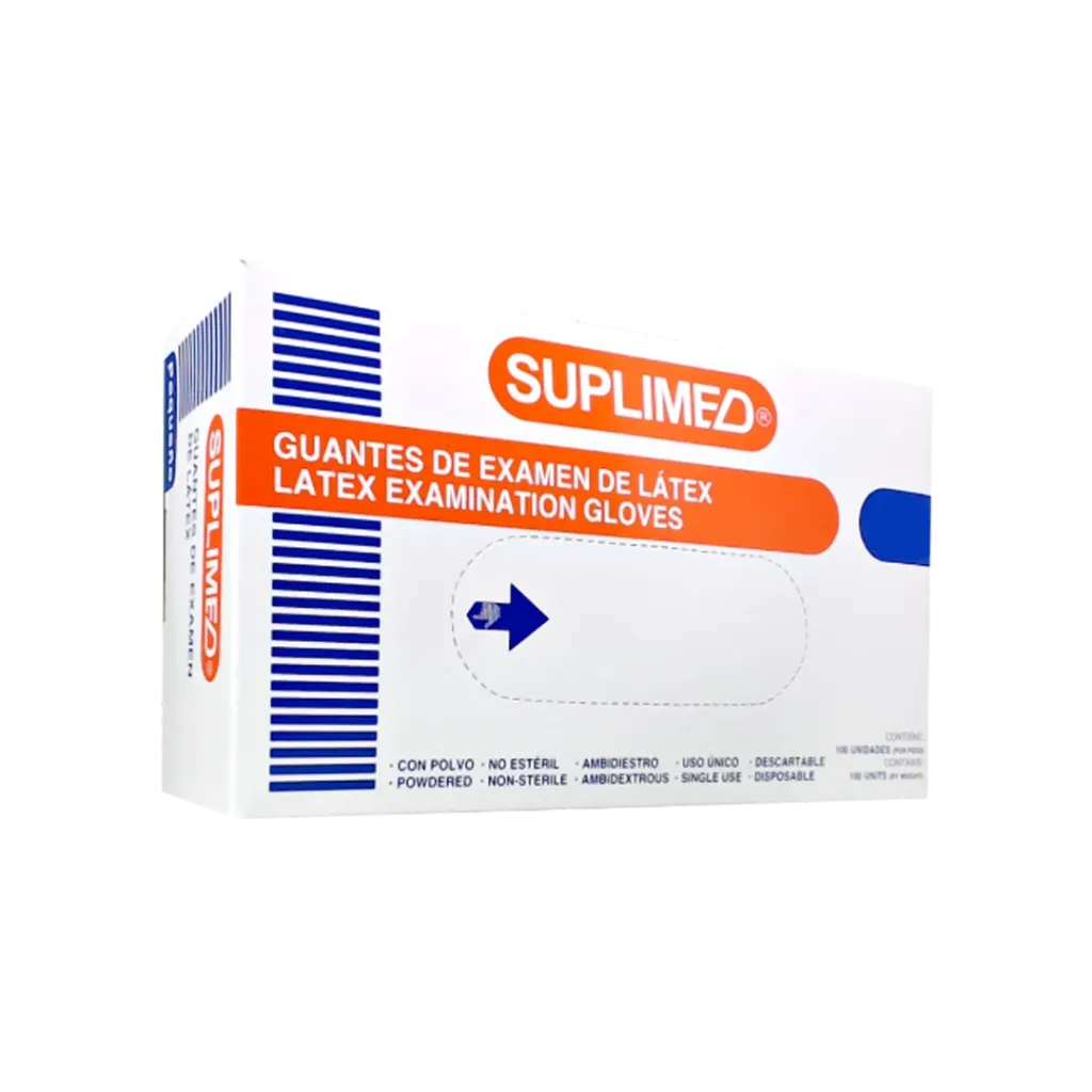 [F01024183] GUANTES P/EXAMEN MEDICO LATEX X 100 MEDIANO SUPLIMED