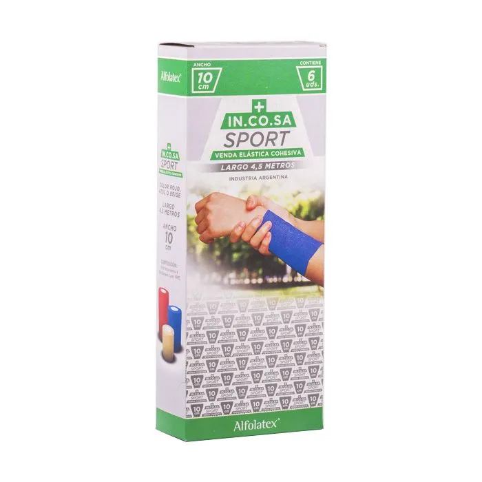 VENDA ELASTICA COHESIVA 10 cm x 4,5 m *Caja Exhibidora x 6 uni IN.CO.SA  (713010) BEIGE