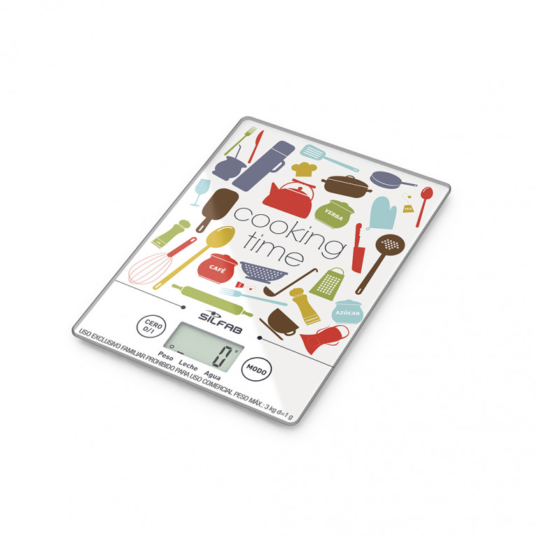 BALANZA DIGITAL DE COCINA  VIDRIO TEMPLADO BC300M SILFAB