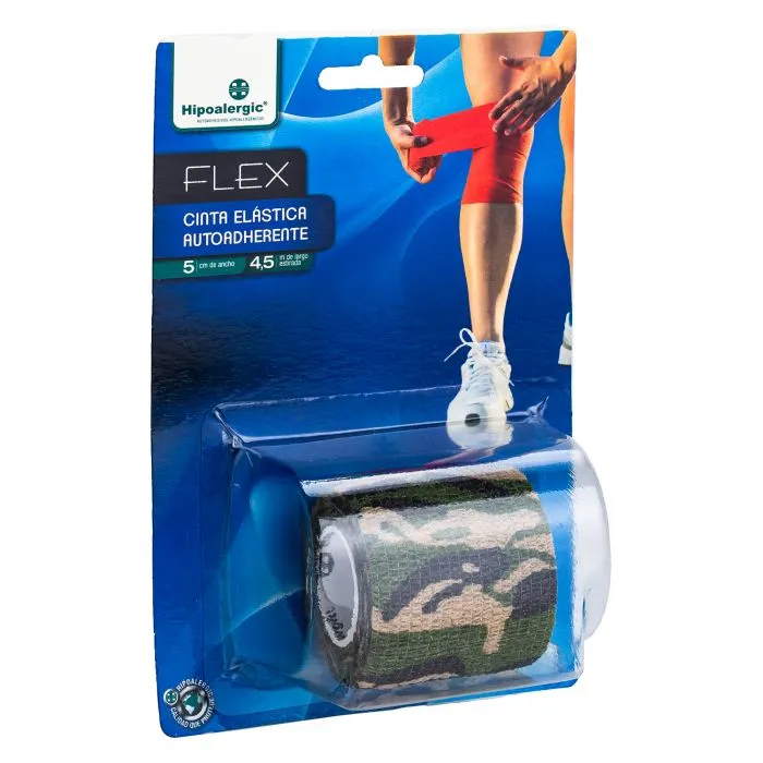 VENDA COHESIVA FLEX 5 X 4.5 BLISTES HIPOALERGIC CAMUFLADO VERDE