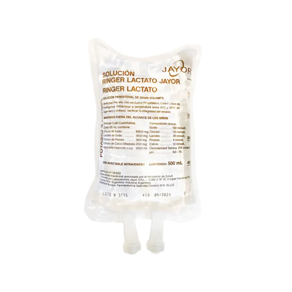 [F08025275] SOLUCION DE RINGER CON LACTATO 500ML C/B Ext x 24 JAYOR