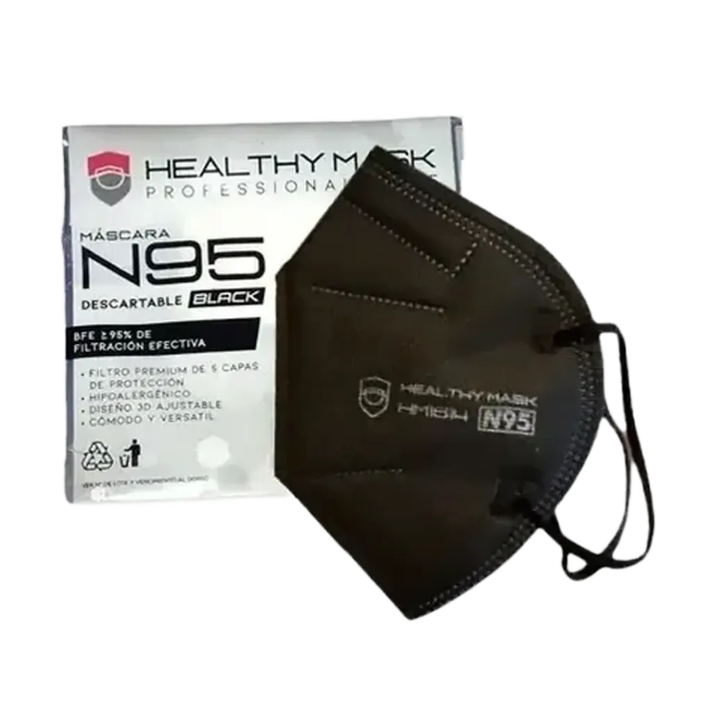 BARBIJO N95 X UN. ENSOBRADO USO MEDICO HM1614 BO1B (NEGRO) HEALTHY MASK