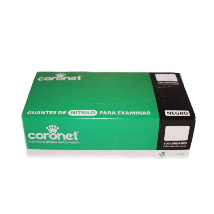 [F01024985] GUANTES EXAMEN NITRILO X 100 L S/POLVO NEGRO CORONET