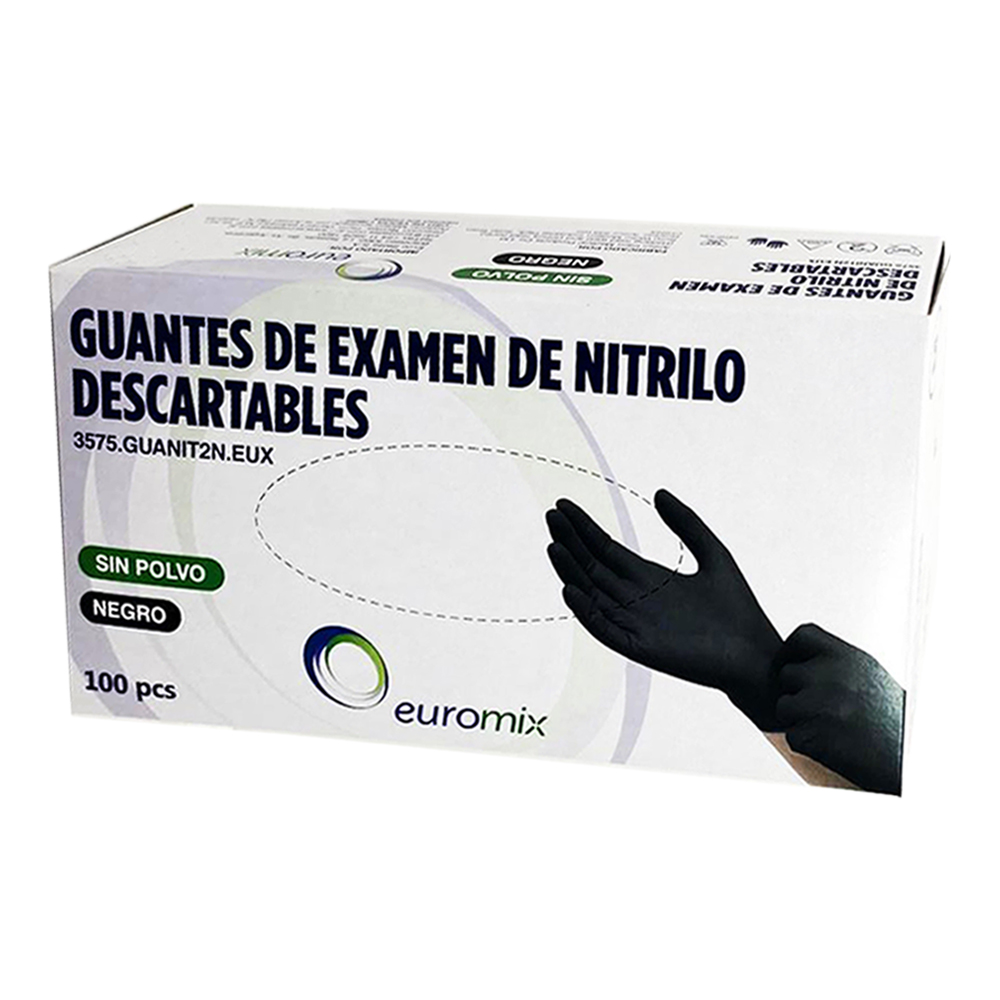 [F01025052] GUANTES EXAMEN NITRILO X 100 L NEGRO EUROMIX