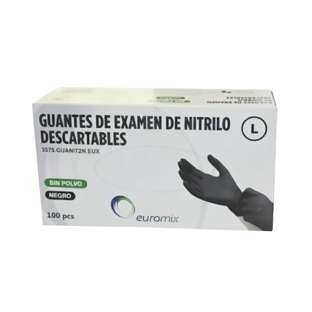 [F01025314] GUANTES EXAMEN NITRILO X 100 S S/POLVO NEGRO EUROMIX