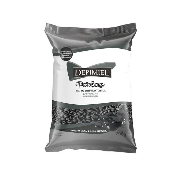 [F04027581] CERA EN PERLAS NEGRA C/ LAMA NEGRA 200GR DEPIMIEL (01328)