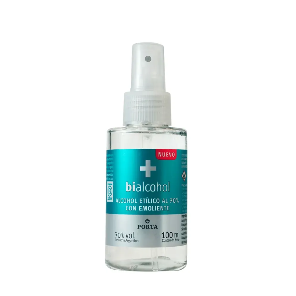 ALCOHOL ETILICO 70% SPRAY 100ML HIDROALCOHOLICA C/EMOLIENTE BIALCOHOL