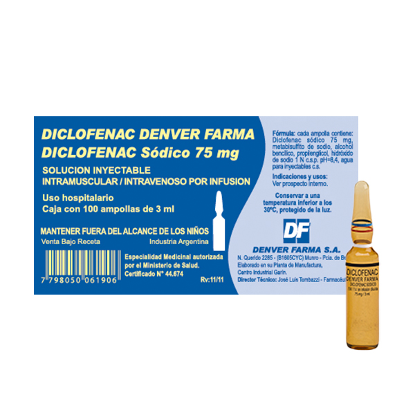 DICLOFENAC SODICO 75 MG X 100 AMP. DENVER