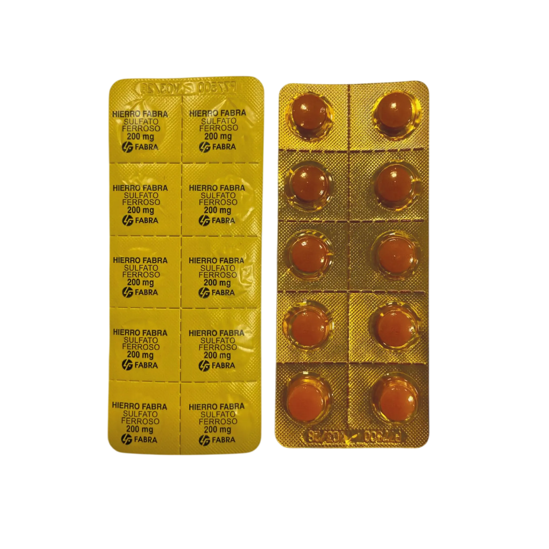 [F08021967] SULFATO FERROSO 200 MG X 10 COMP FABRA (50)
