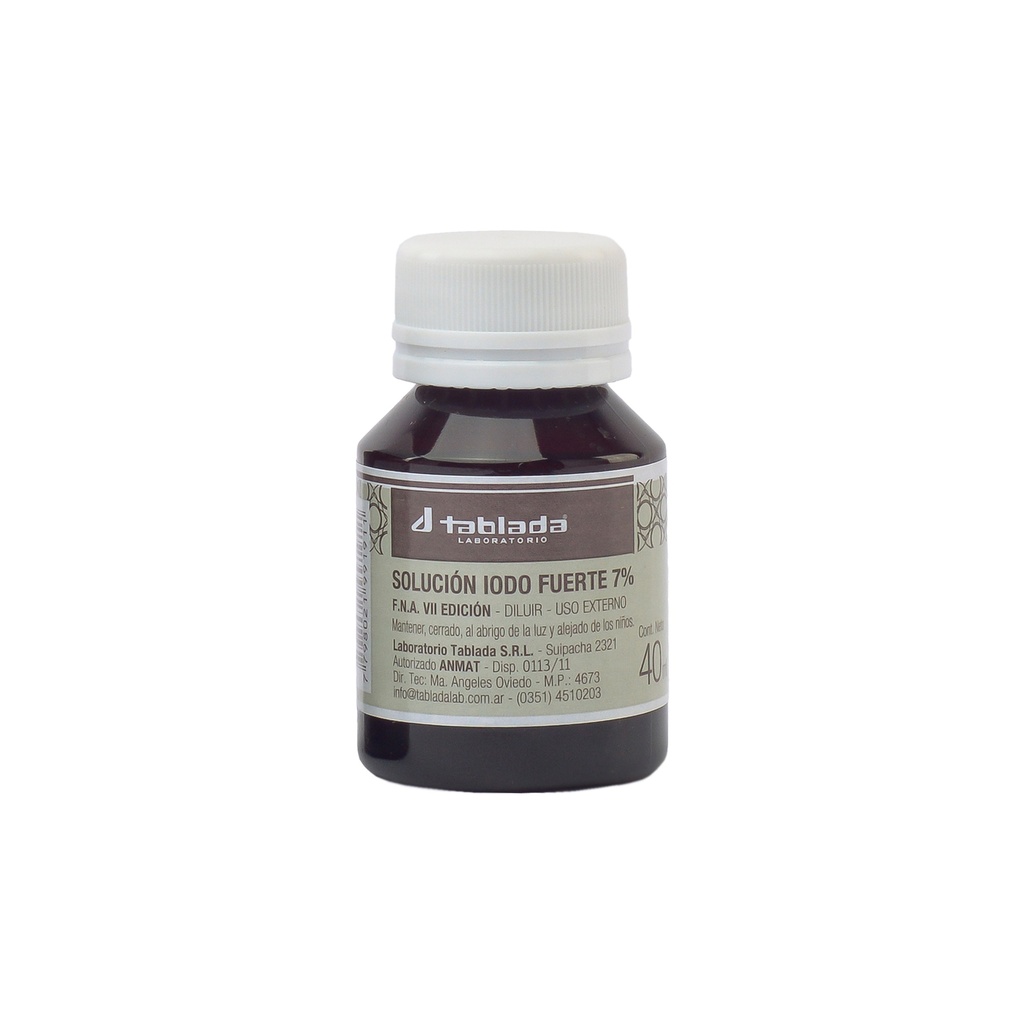 TINTURA DE IODO FUERTE  x  40 ml TABLADA ( sol 7% )