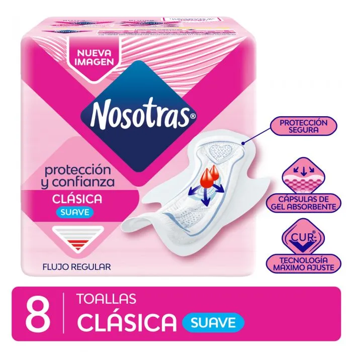 TOALLAS NOSOTRAS CLASICA CUR V C/CALE X 8 (110127)(010064)