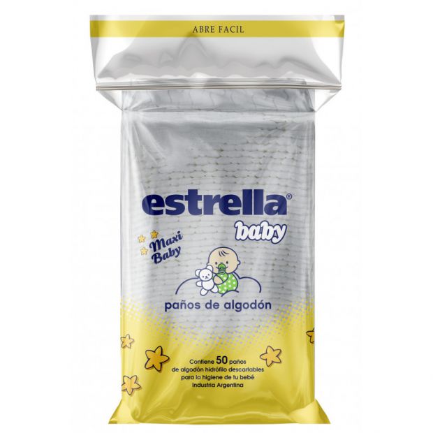 [F04026826] PAÑOS ALGODON MAXI BABY  ESTRELLA x 50 UNID