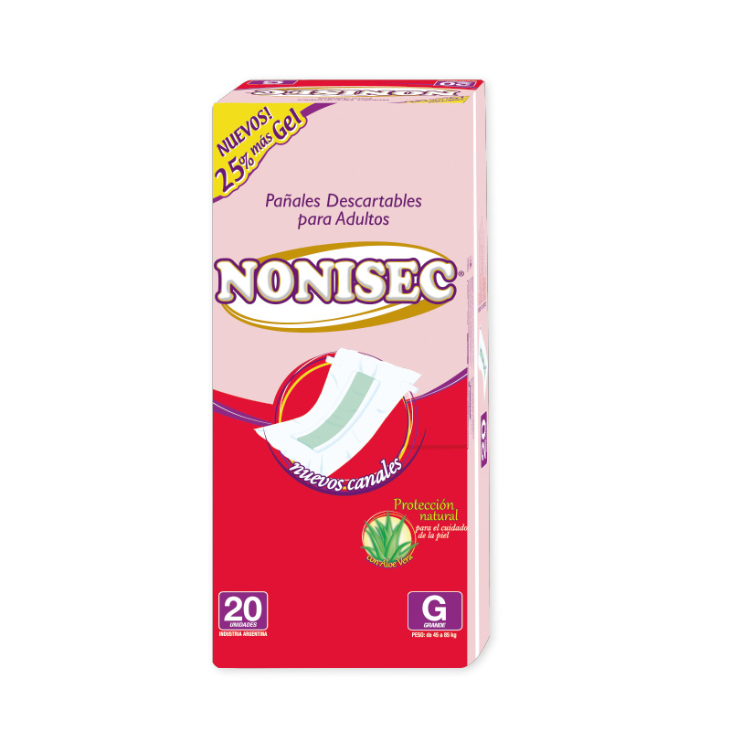 [F04025930] PAÑAL ADULTO RECTO G  x 20 NONISEC (40 a 85 kg)(11103)