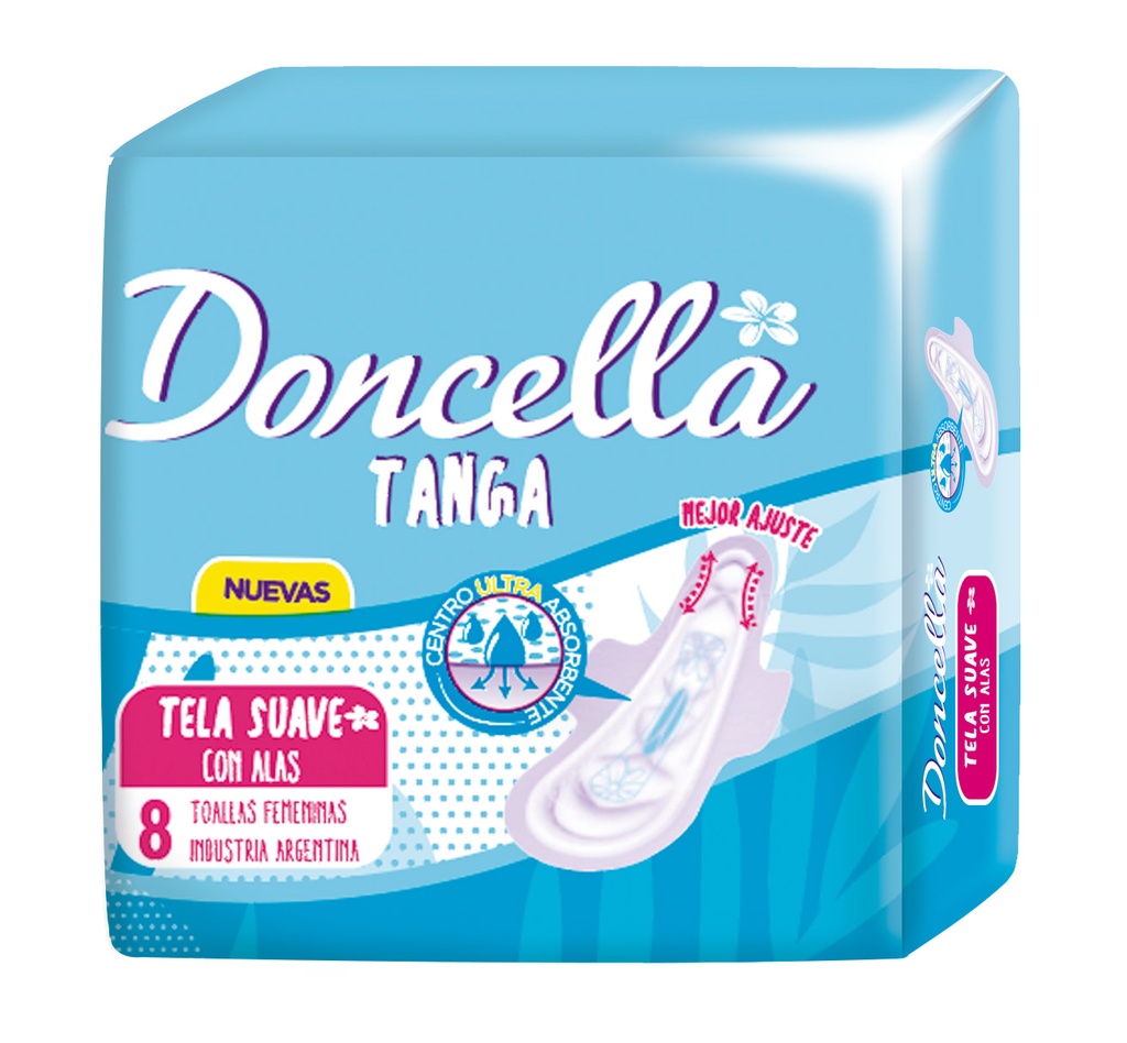 [F04026099] TOALLAS DONCELLA TANGA TELA SUAVE C/ALAS S/DES x 8 (21620)