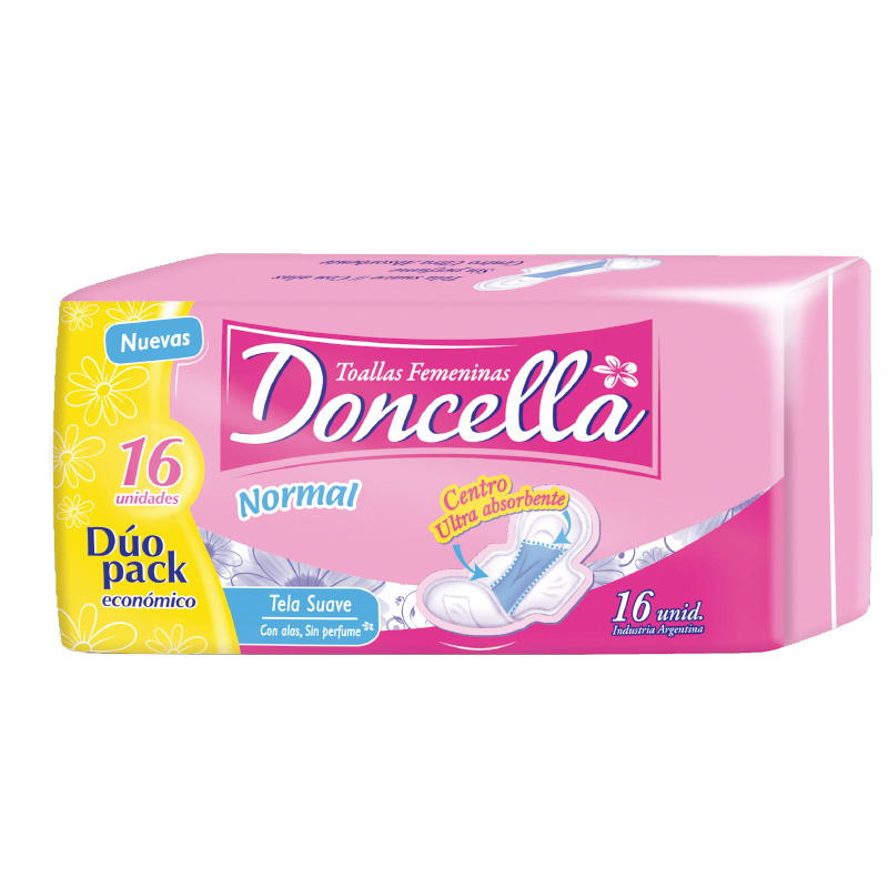 [F04026095] TOALLAS DONCELLA NORMAL C/ALAS S/DES x 16 (21621) ROSADO