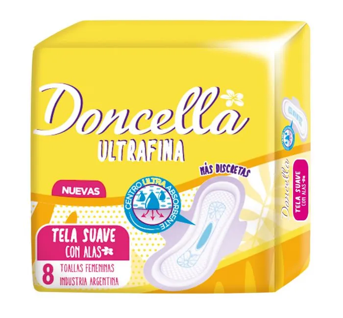 [F04026102] TOALLAS DONCELLA ULTRAF.TELA SUAVE C/ALAS S/DES x 8 (21623)