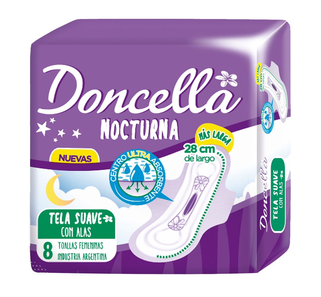 [F04026101] TOALLAS DONCELLA NOCTURNA TELA SUAVE  C/ALAS S/DES x 8(21624)