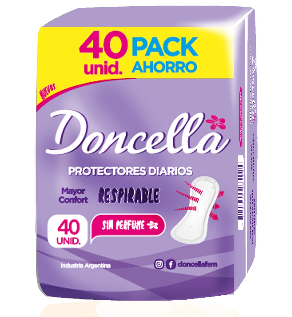 [F04026087] PROTECTOR DIARIO DONCELLA RESPIRABLES S/DES.x40 (23402) VIOL