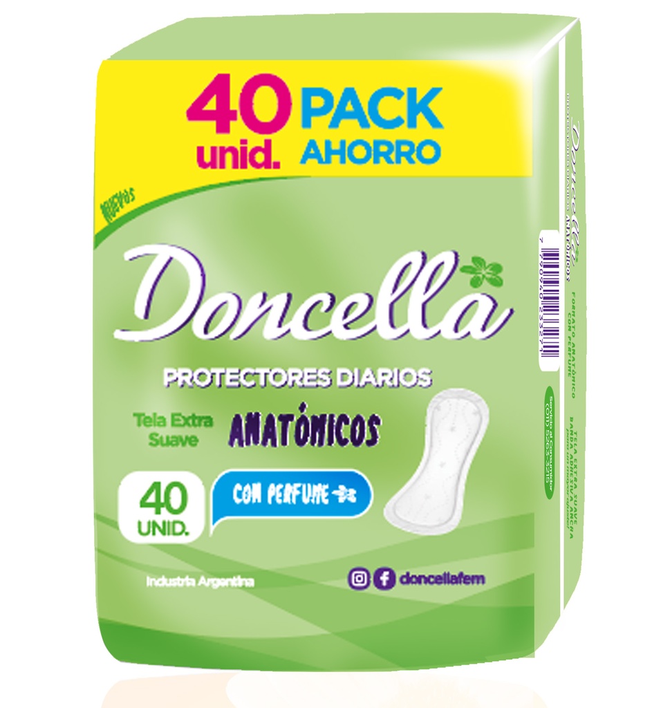 [F04026923] PROTECTOR DIARIO DONCELLA ANATOMICOS C/DES.x40 (23503) VERDE