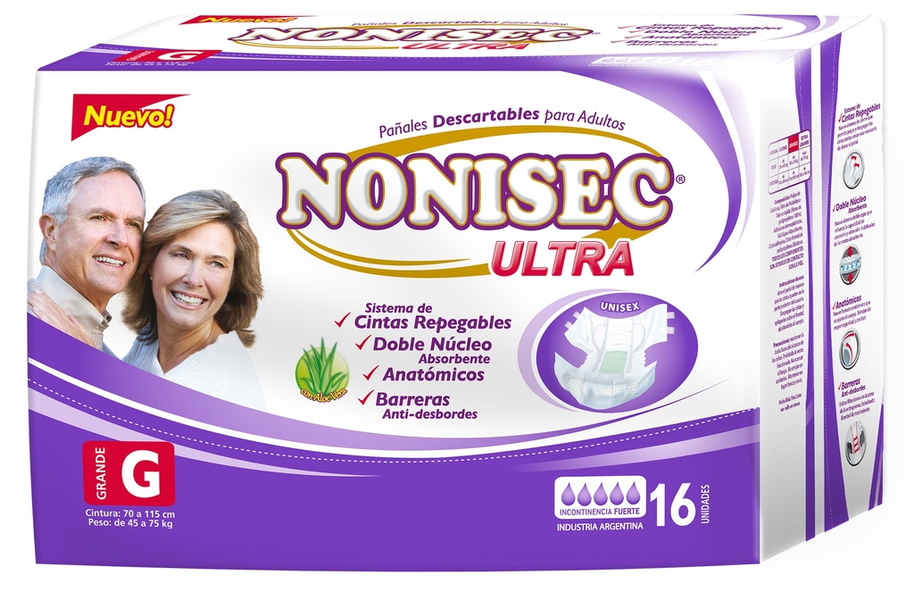 [F04025943] PAÑAL ADULTO ANATOMICO G  x 16 NONISEC (ULTRA) (45 a 75(41026)