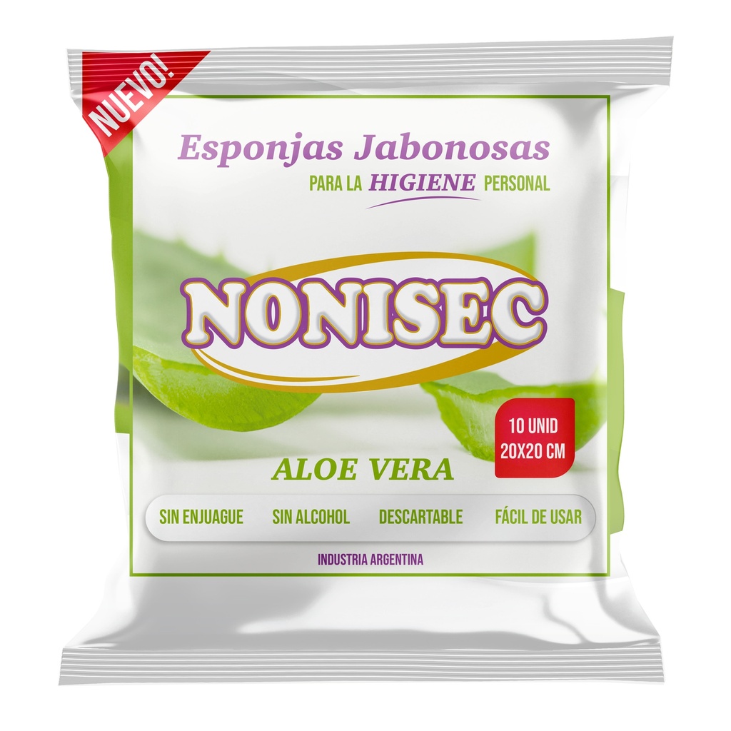 [F04027401] ESPONJA JABONOSA ( Para La higiene Personal) Con Aloe Vera Medida(20x20cm) X 10 NONISEC