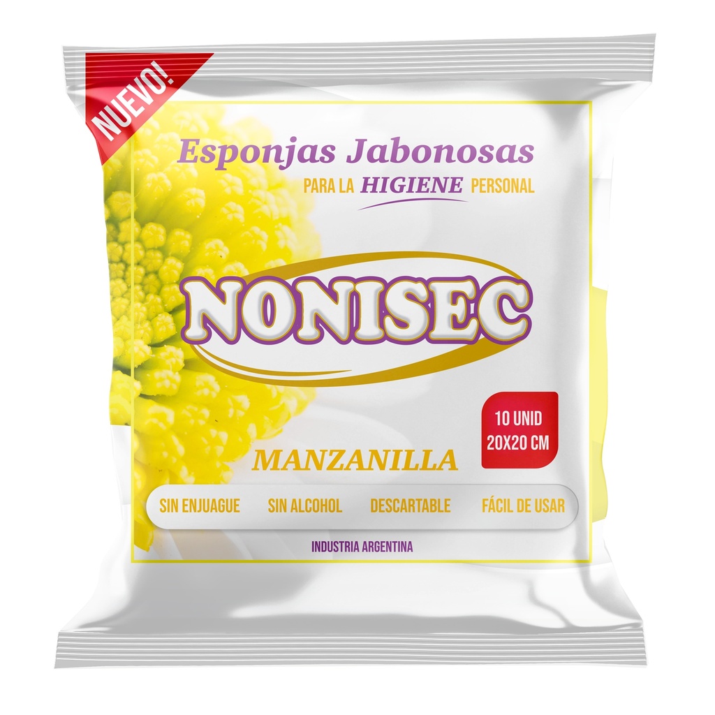 [F04027402] ESPONJA JABONOSA (Para La higiene Personal)Con Manzanilla Medida(20x20cm) X 10 NONISEC