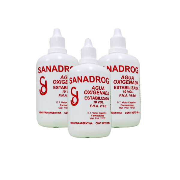 [F03023023] AGUA OXIGENADA 10 VOL x 100ml GOTERO Caja x 24 SANADROG