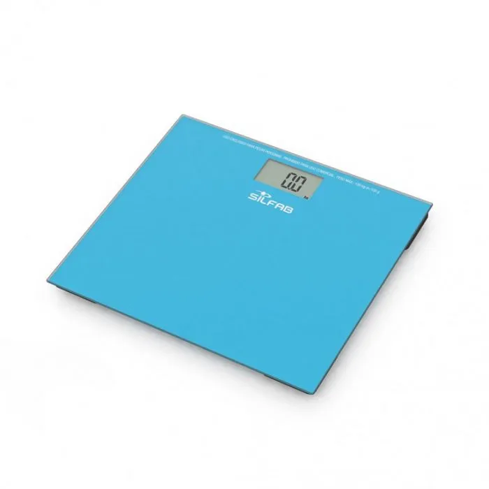 BALANZA ELECT.BASE DE VIDRIO TURQUESA PESO MAX 150Kg SILFAB (BE212)