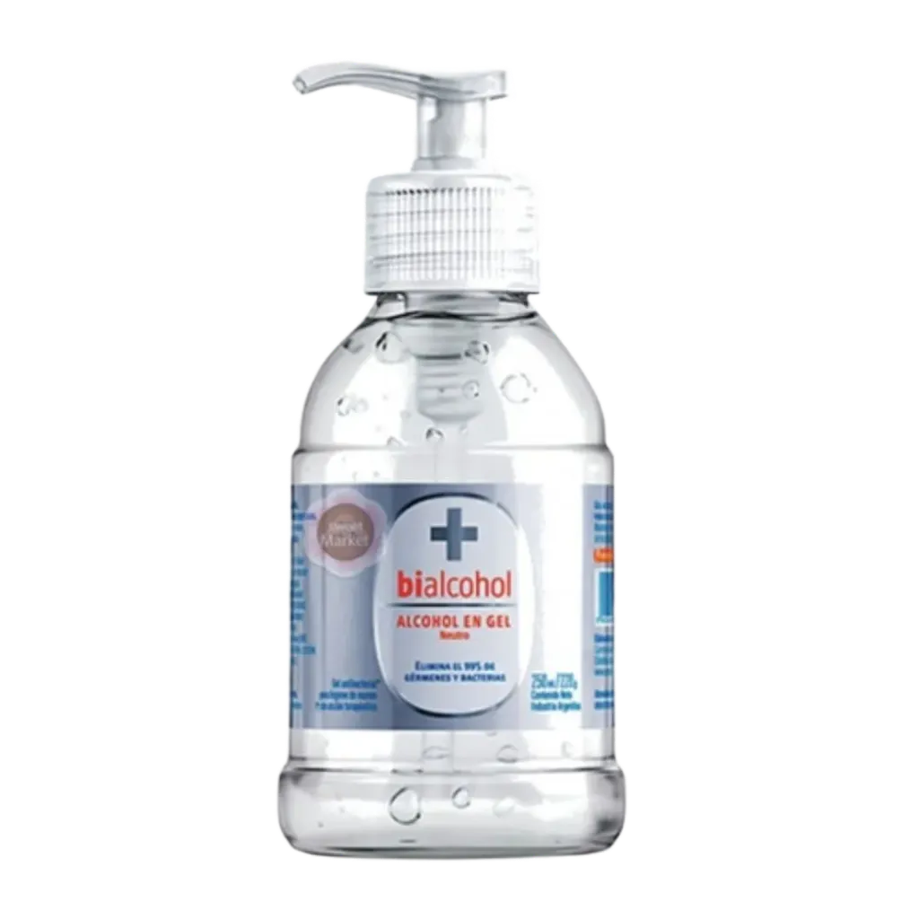 ALCOHOL GEL  250ml BIALCOHOL C/ VALV DOSIF. PORTA
