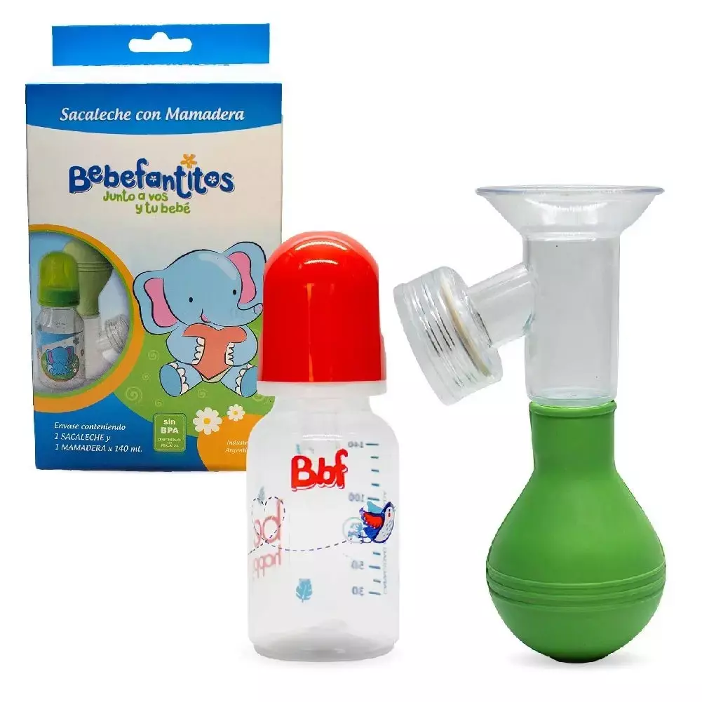 [F04028530] SACALECHE C/ PEZONERA PLASTICA Y MAMADERA 140ML BEBEFANTITO (180006)