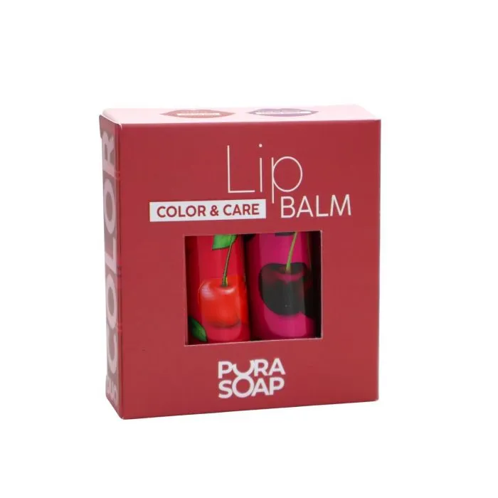 [F04028576] DUO CAJA GLOW BALSAMO C/ COLOR X 8 GR CHERRY ROJO CHERRY BLACK BERRY  PURA SOAP
