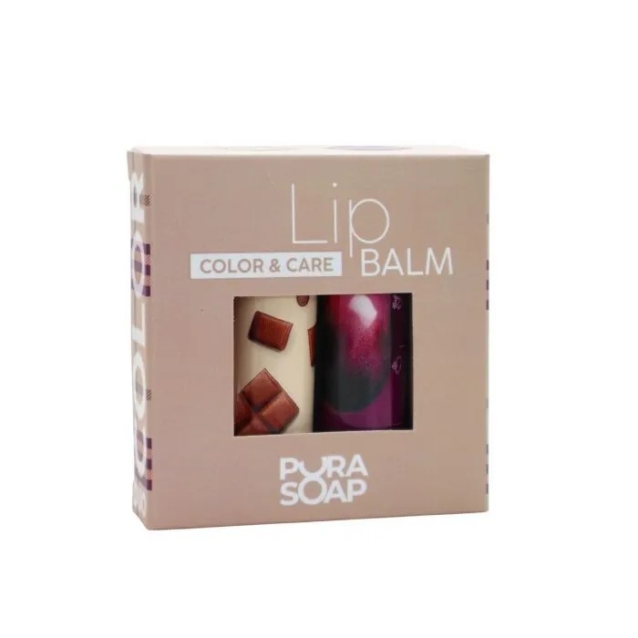 [F04028577] DUO CAJA GLOW BALSAMO C/ COLOR X 8 GR UVA MALBEC- CHOCOLATE NUDE   PURA SOAP