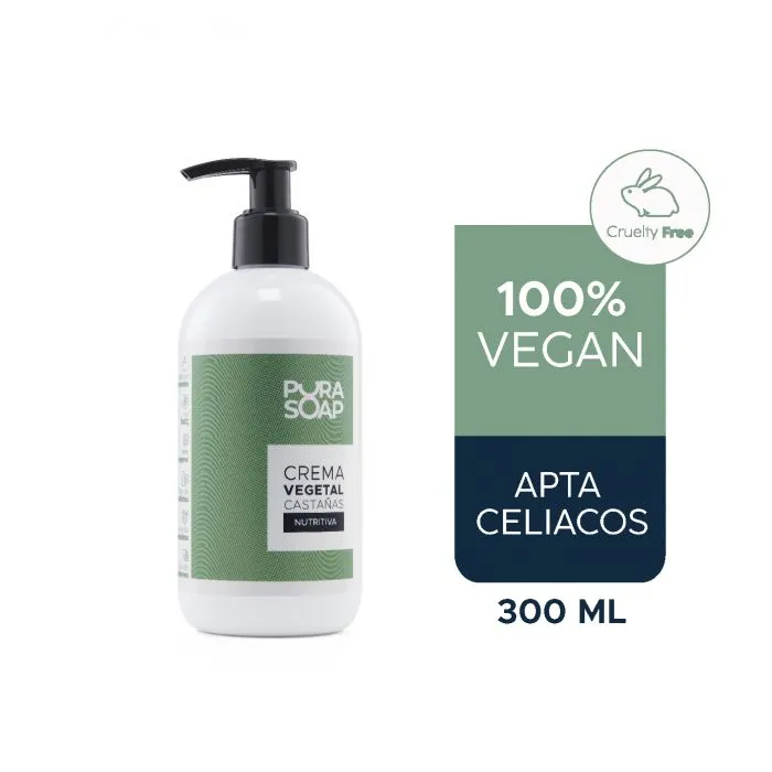 [F04028514] CREMA CORPORAL VEGETAL CASTANAS Y OLIVA 300ml PURA SOAP