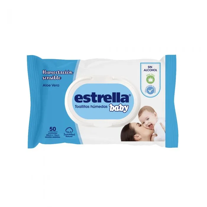 [F04028239] TOALLITAS HUM. BABY HUMECTACION SENSIBLE x 50un ESTRELLA