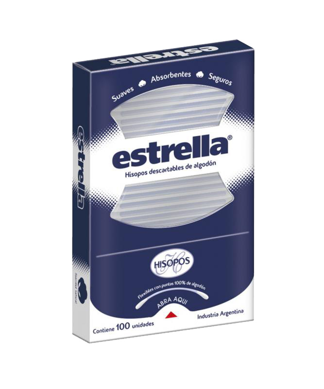 [F04027453] HISOPOS ESTRELLA ESTUCHE 100 UNI (PH10466)