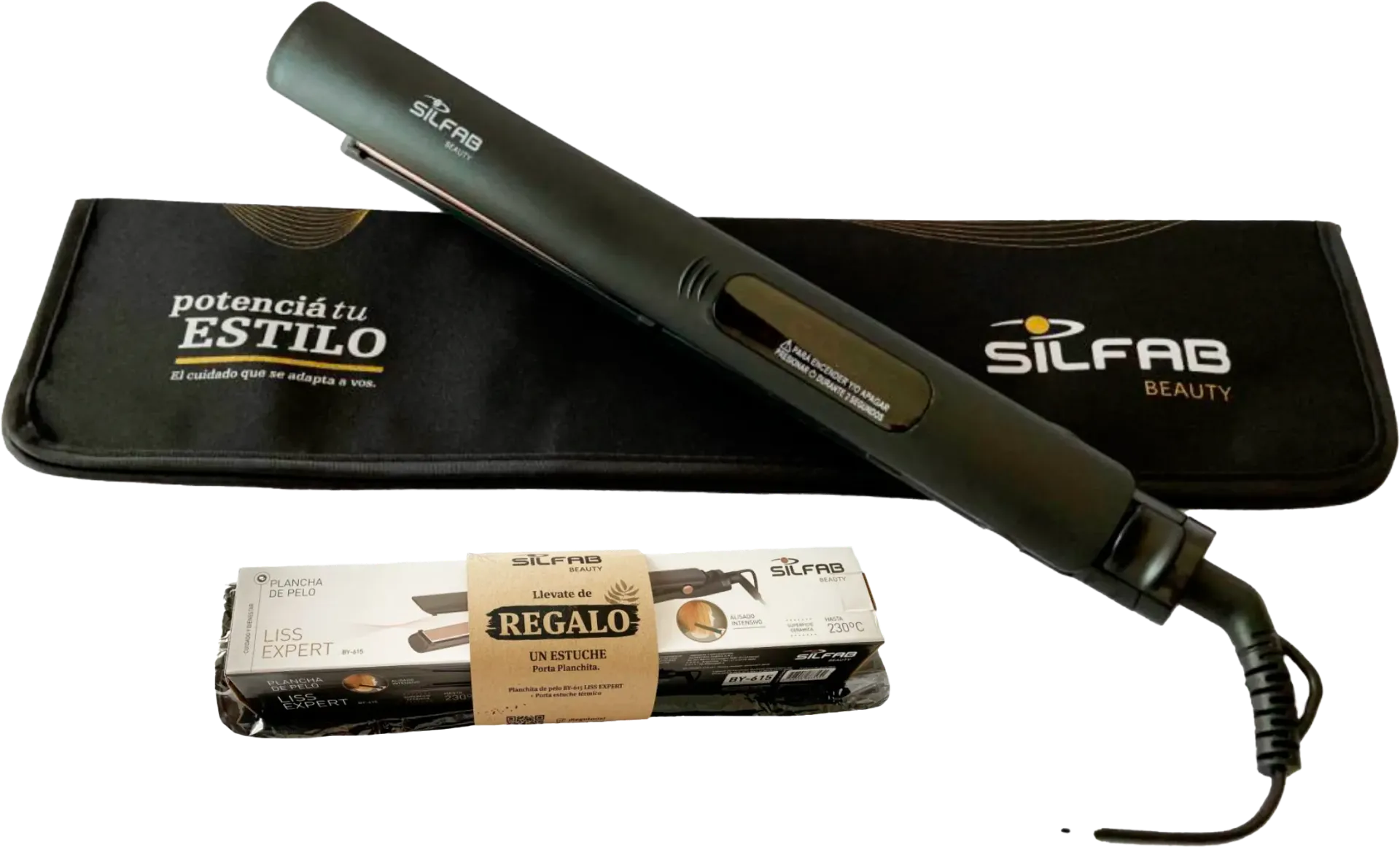 COMBO PLANCHITA DE PELO CON PLATO ANGOSTO58W (Liss expert)BY-615+ PORTA ESTUCHE TERMICO