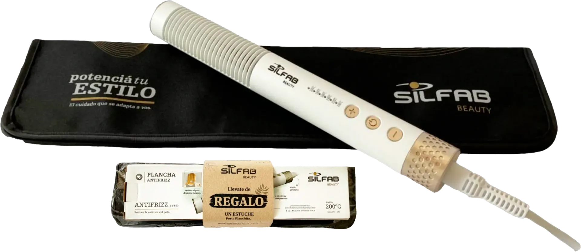 COMBO PLANCHITA DE PELO ANTIFRIZZ BY-623 + PORTA ESTUCHE TERMICO