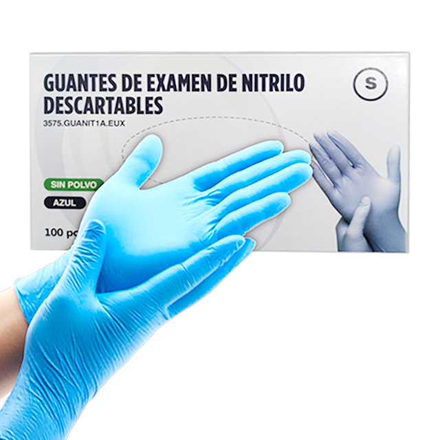 GUANTES EXAMEN NITRILO X 100 S S/POLVO AZUL EUROMIX